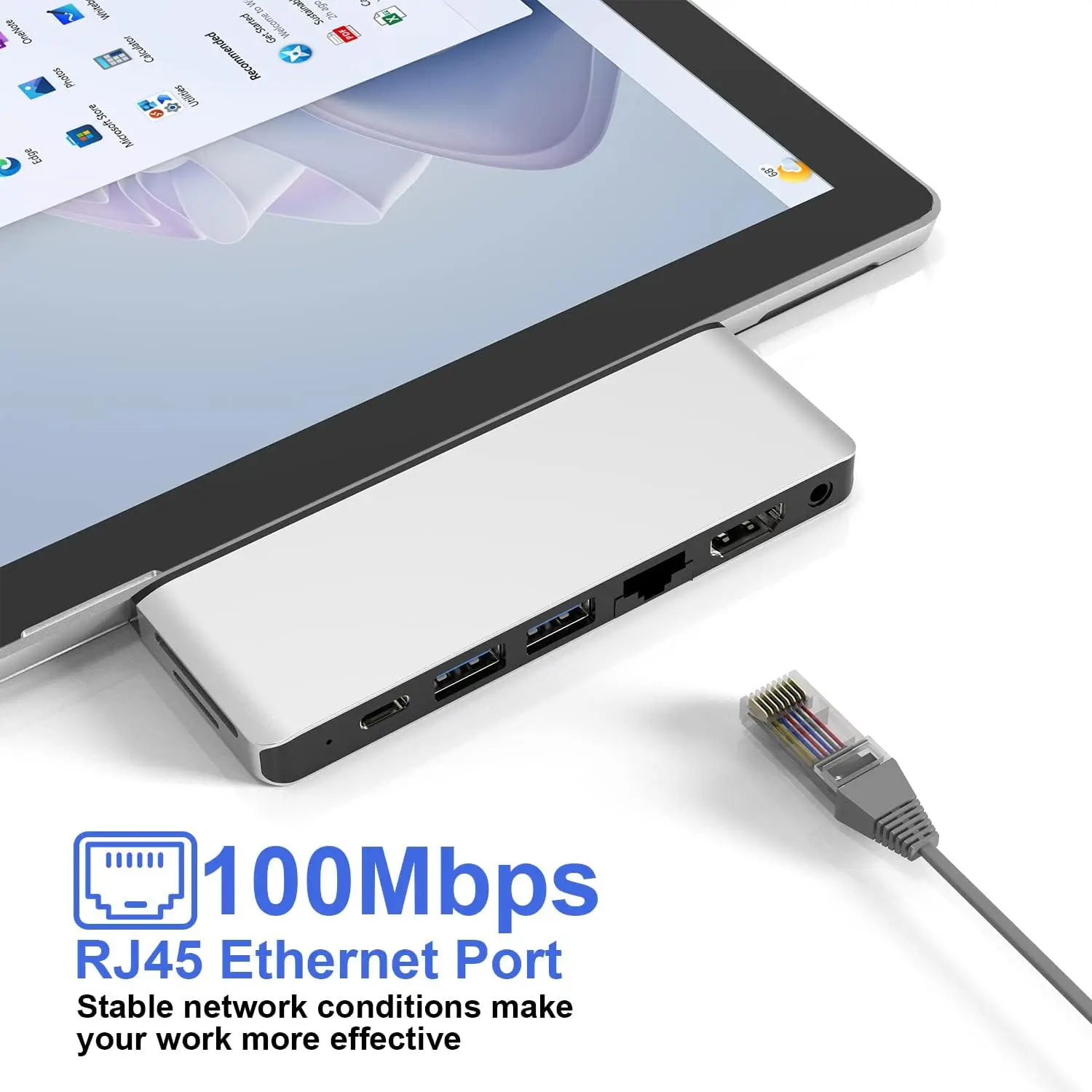 Imagem -06 - Estação de Acoplamento Hub Usb Surface Pro 10 11 x com 4k Hdmi Thunerbolt Rj45 Usb3.0 sd tf 35 mm Áudio Triplo Display para Superfície