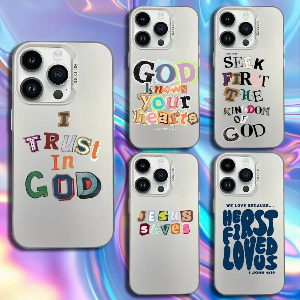 

Jesus God Quote Scrawl Phone Case For iPhone 17,16,15,14,13,12,11,Mini,Pro,SE,MAX White Matte Shockproof Cover