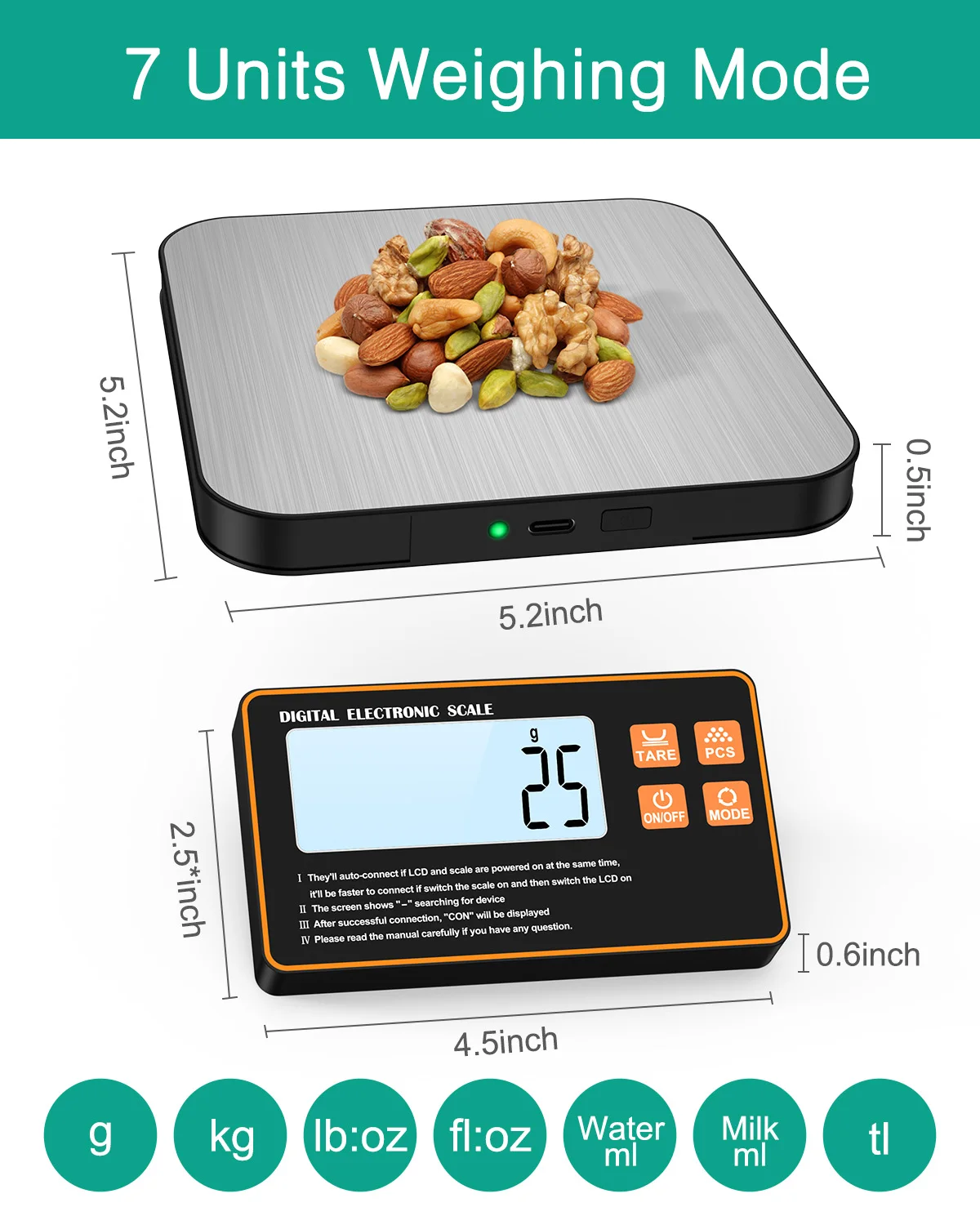 Báscula de pesca inalámbrica 15kg – Pantalla LCD remota magnética - imagen 5