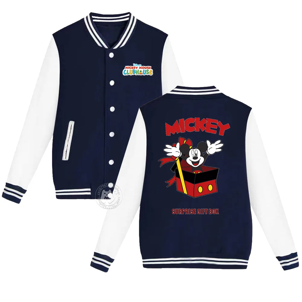 

Kids Disney Fall/Winter Baseball Uniforms Playful Mickey Mouse Print for teen boys and girls thickened and stylish coat tops