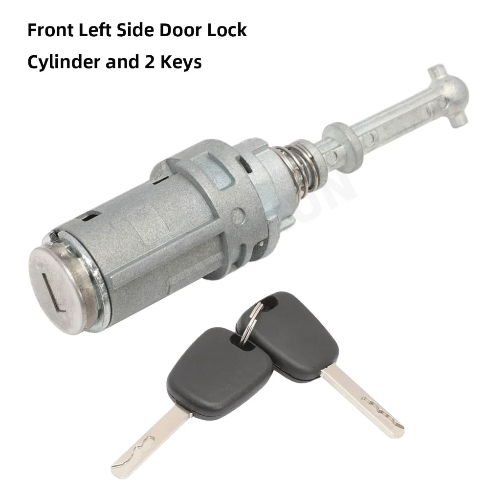 Left Front Door Lock Barrel Cylinder with 2 Keys for Citroen C2 C3 MK1 C3 Pluriel 2002-2010 Replacement