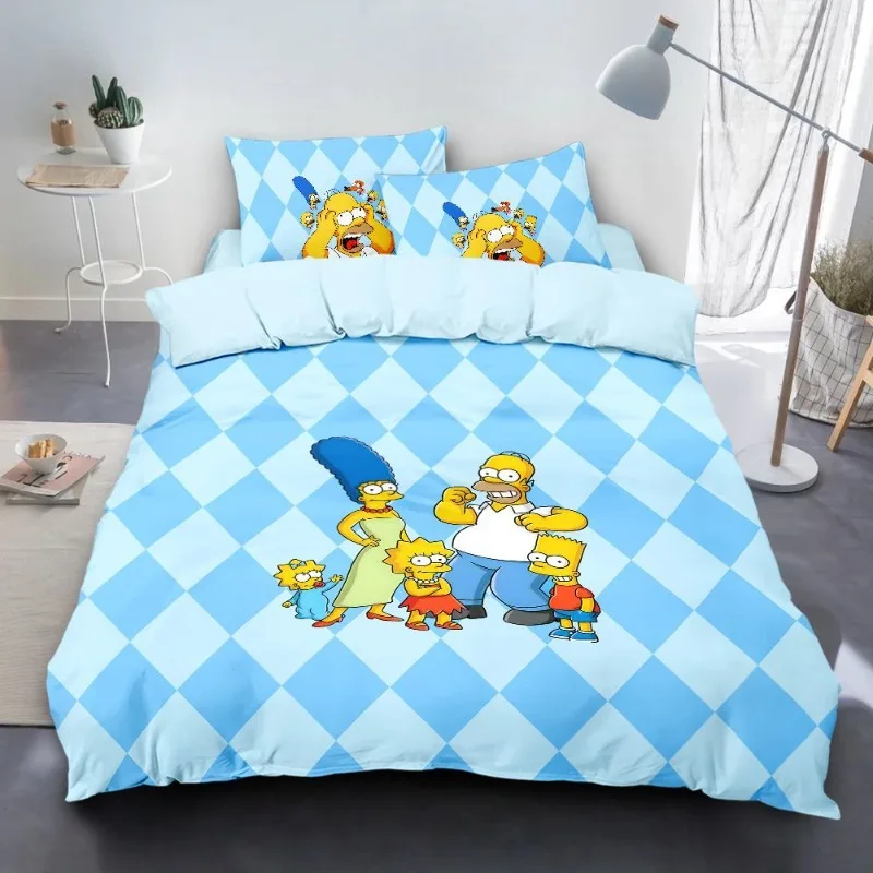 The Simpsons Bart Homer Maggie Anime Zweidimensionales Bettwäsche-Set Vierteiliges Set Junior High Dormitory Bettbezug Dreiteiliges Set – Detail 3