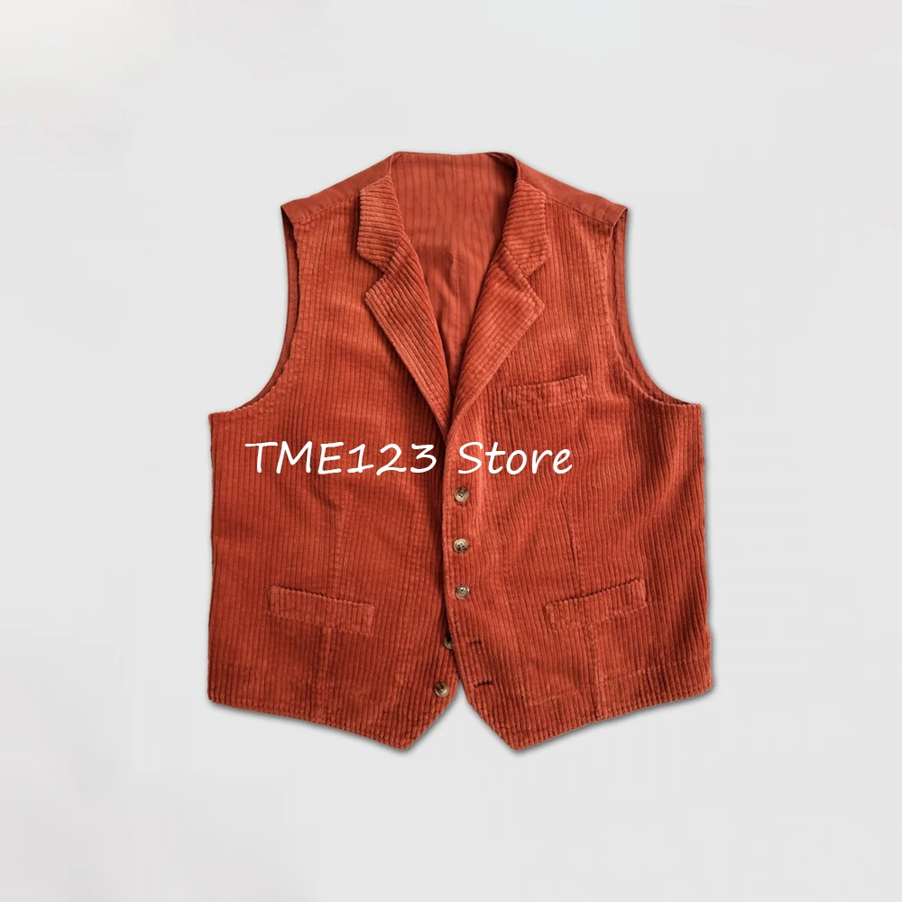 

Men's Corduroy Fabric Fashion Suit Vest Single Breasted Short Men's Vest Casual Work Sleeveless Suit Jacket Men's Clothing