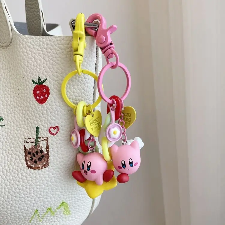 Nowy Kawaii Kirby Breloczek Anime Kreskówka Śliczna Dziewczyna Serce Lalka Zawieszka do Samochodu Łańcuszek Torba Para Zawieszka Akcesoria Urodzinowe Zabawki Prezenty