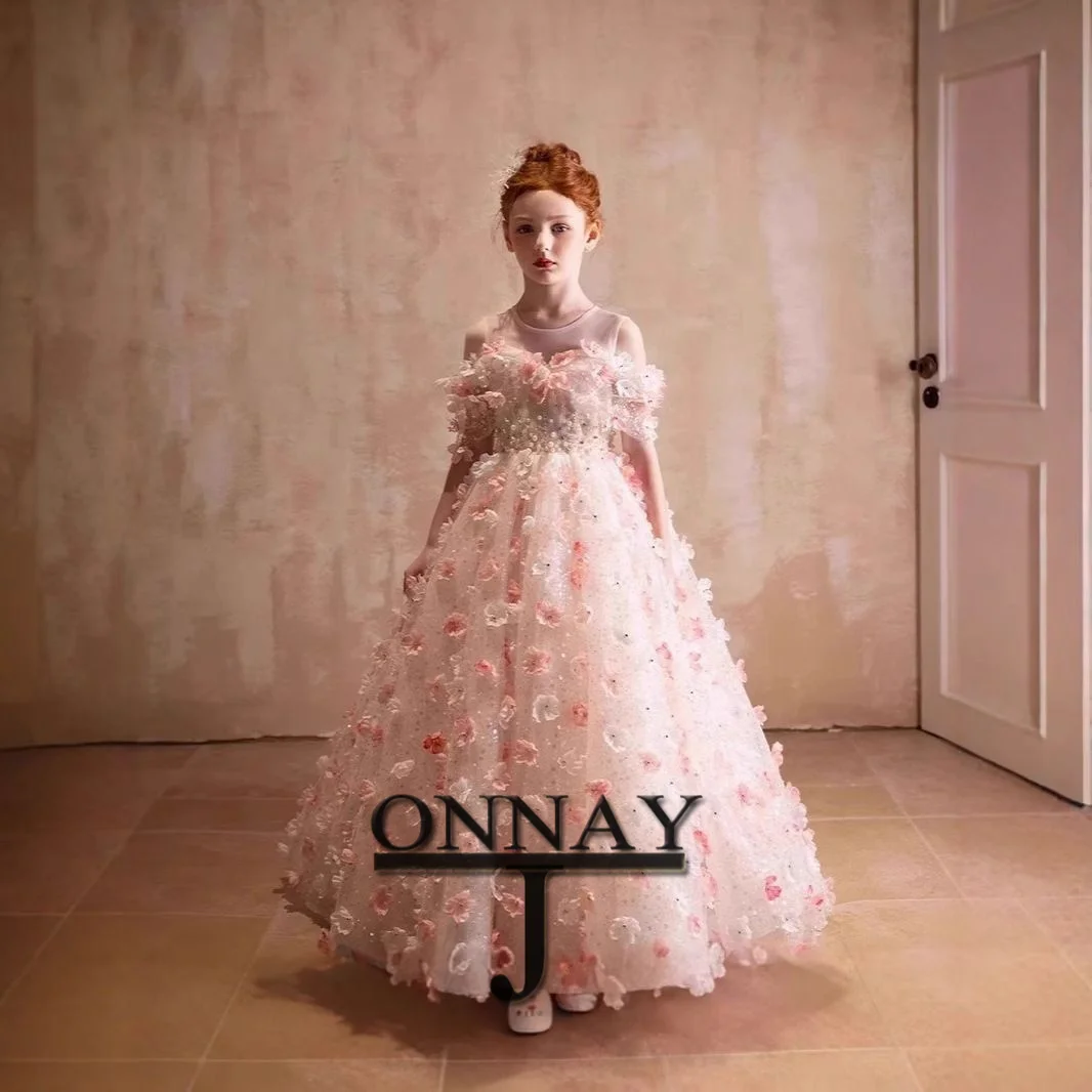 

Customized Pink Princess Flower Girl Dress for Baby Pageant Bithday Communion Robe De Demoiselle for Girls
