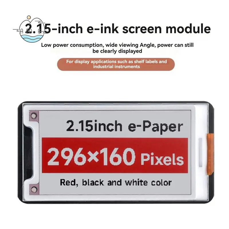 

AED6-2.15-Inch E-Paper Electronic Module 296X160 Pixels SPI Communication HAT+ Standard For Raspberry Pi