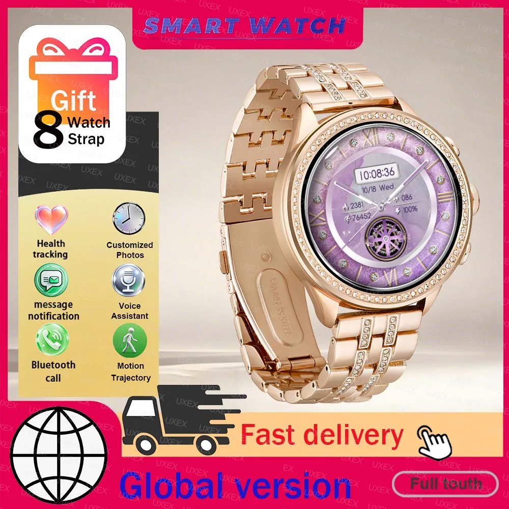 

Модные умные часы 8 в 1, различные девушки, BT-вызовы, отслеживание здоровья, индивидуальный фото, голосовой помощник, рождественский подарок, часы с восемью ремешками