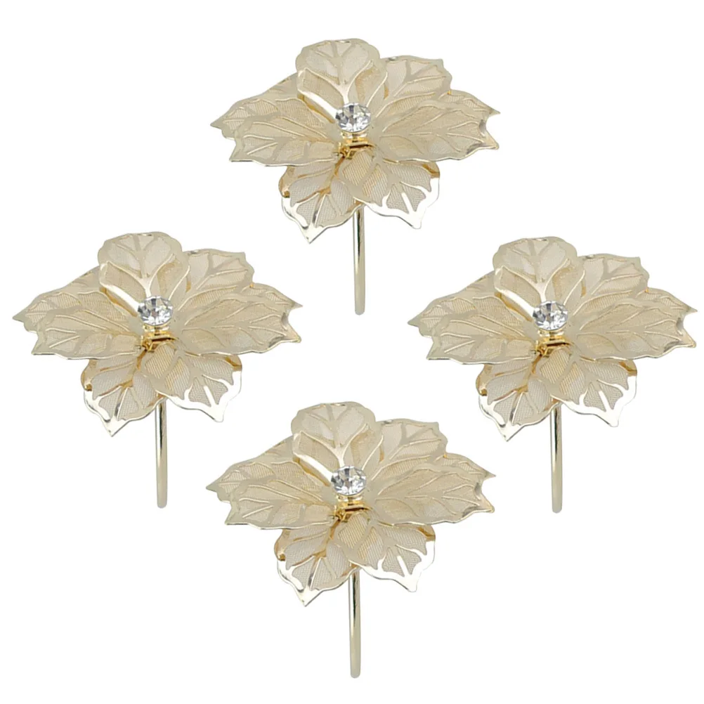 

4Pcs Flower Shape Napkin Rings Decorative Holders for Wedding Dinner Party Luxury Serviette Buckles Flower Napkin Rings