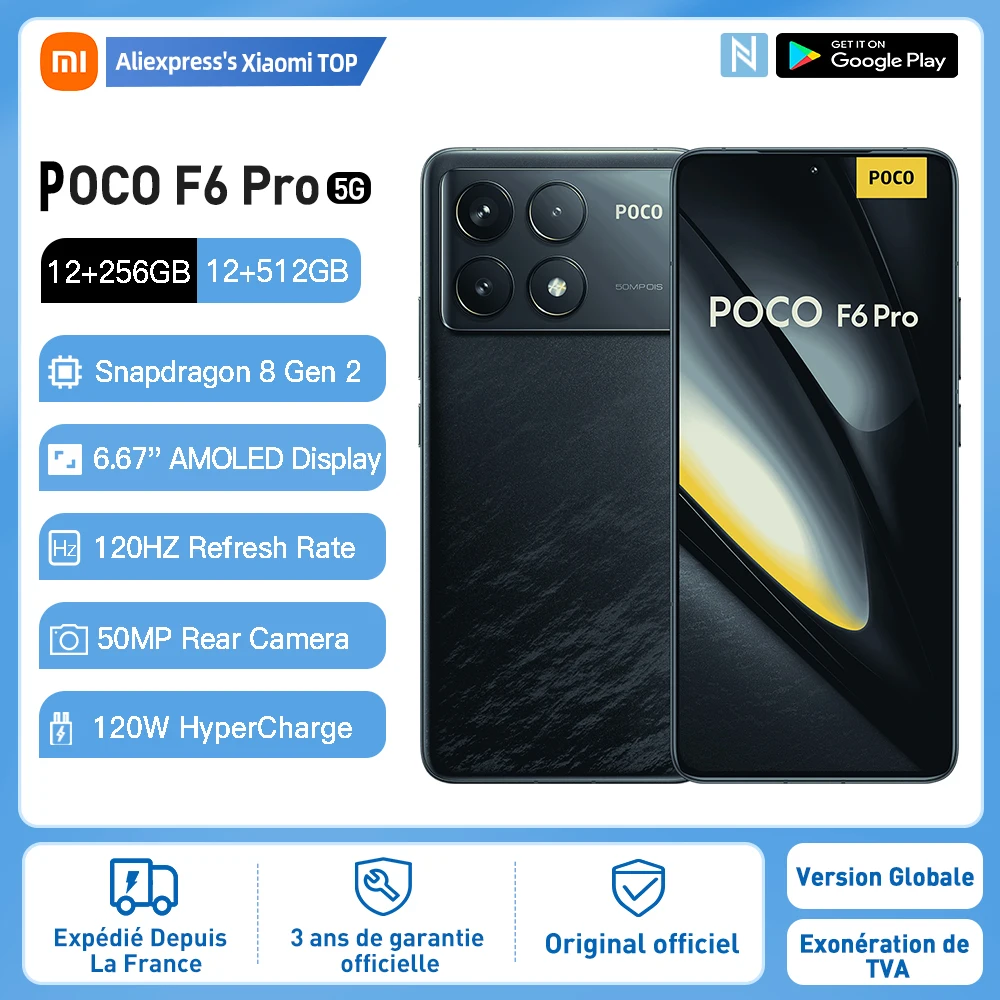 POCO F6 Pro 5G, Global Version, 256GB/512GB, Snapdragon® 8 Gen 2, Flow AMOLED 120Hz WQHD+, 50MP Camera With OIS, 120W HyperCharge, NFC