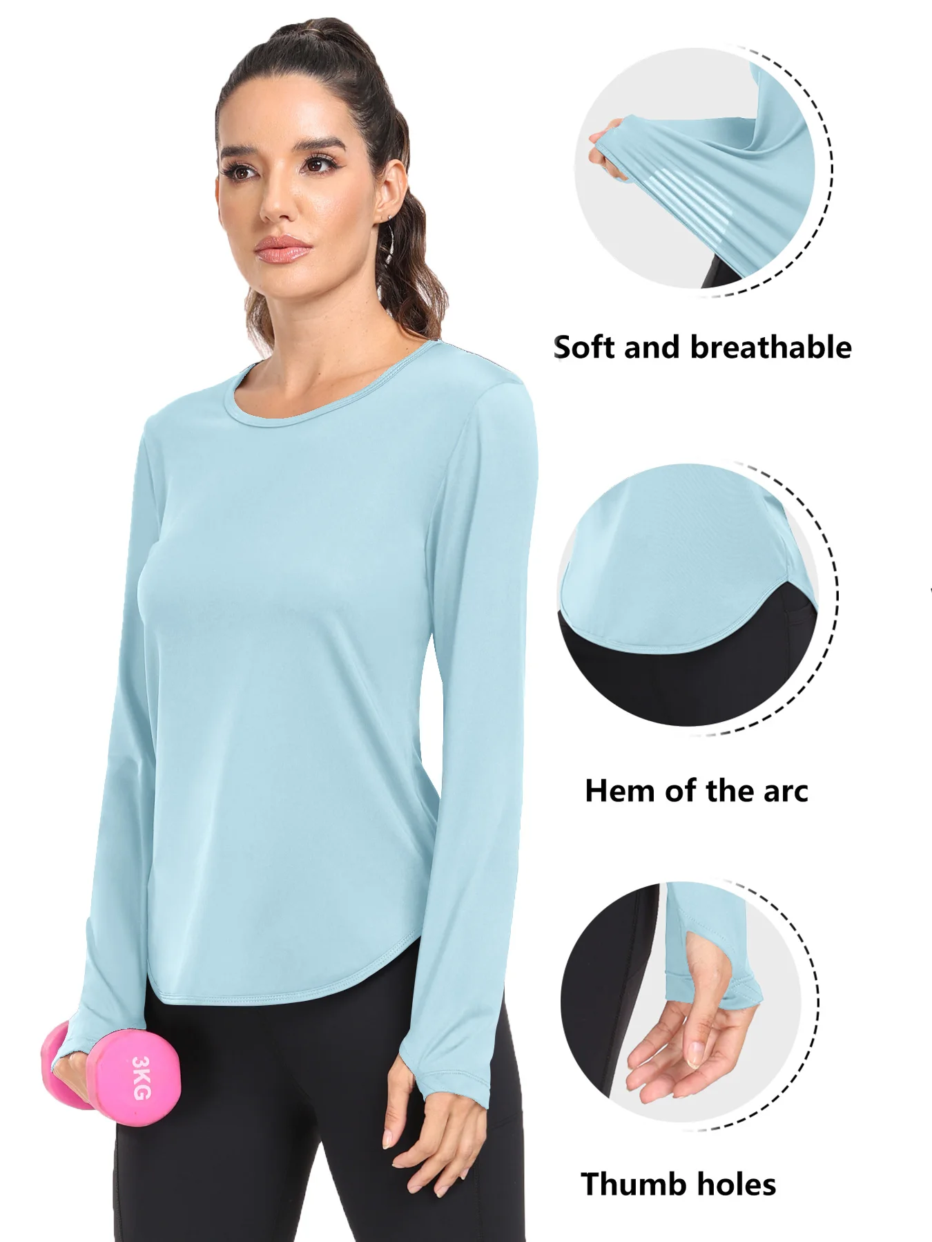 Camisetas de mujer protección solar deportes mangas largas protección UV suelta transpirable correr Yoga ropa Fitness