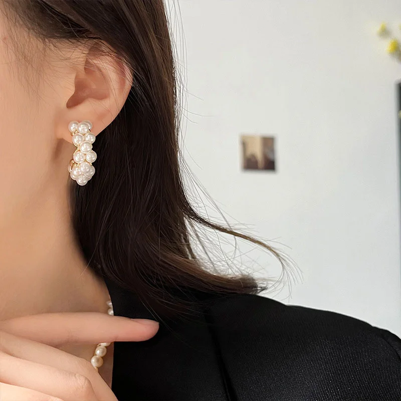 Vintage اليابان الكورية وأقراط للنساء اليدوية الحلو مقلد بيرل دائرة الفاخرة أقراط حفلات الزفاف مجوهرات هدايا