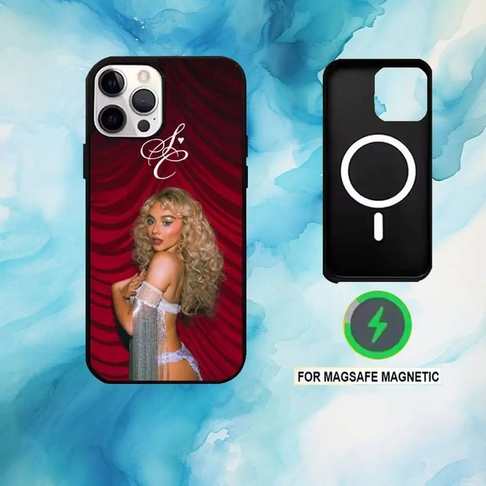 S-Sabrina Singer Timmerman Telefoonhoesje voor iPhone17,16,15,14,13,12,11 Plus, Pro Max Magnetisch Magsafe Draadloos opladen