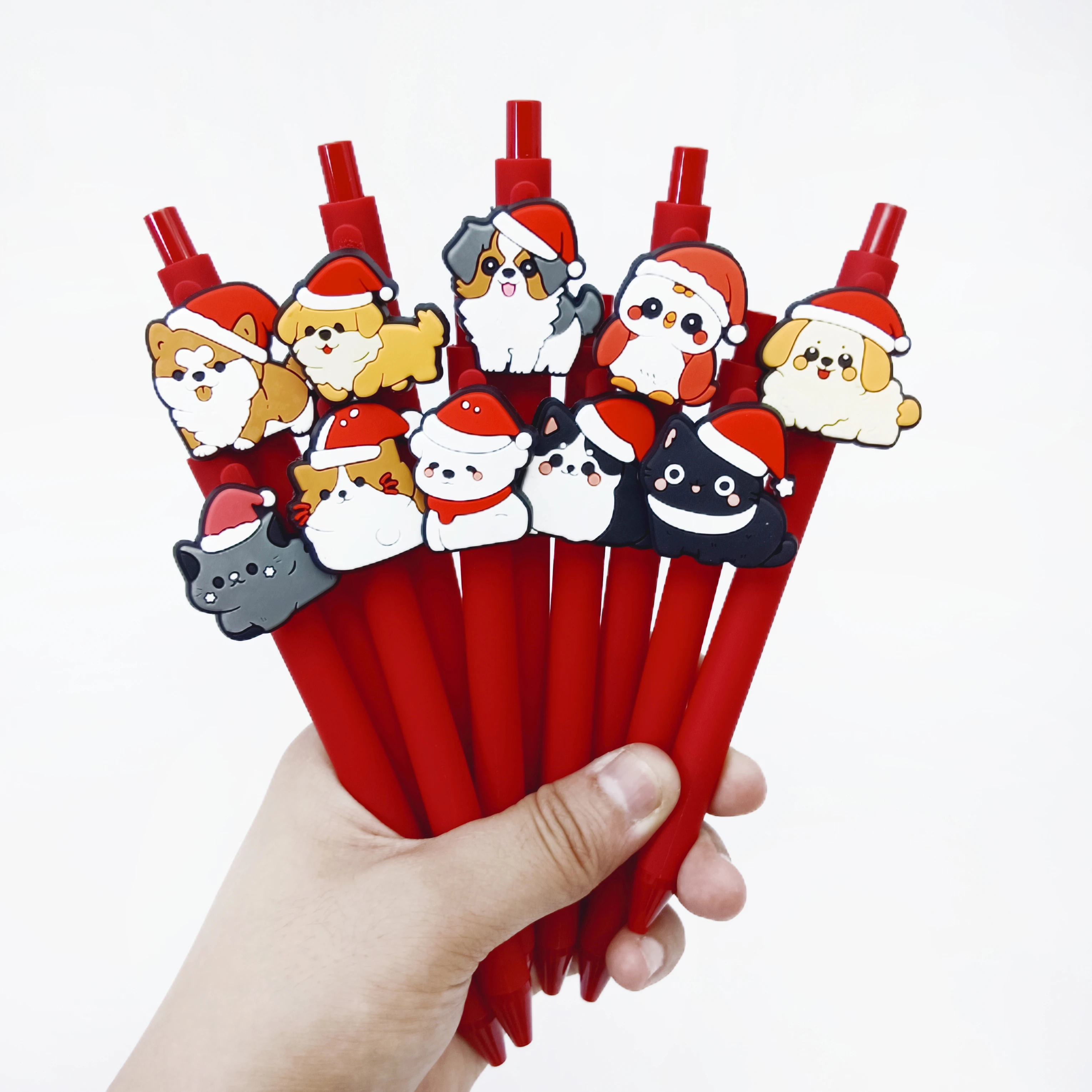 

10 шт., шариковая ручка серии «Рождественская собака», черная чернильная ручка, подарочная ручка для студентов