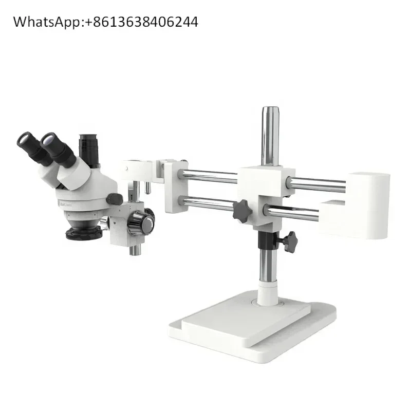 Double Arms Trinocular Stereo Zoom Trinocular Microscopes head With Microscope Eyepieces 0.5x C Mount lens For cellphone repair