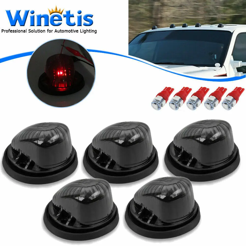 

5Pcs Smoked Lens Red LED Cab Roof Top Marker Running Light Bulbs Kit for GMC Chevy C/K Series Pickup Truck 1973-1987