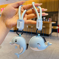 Original Marine Animal Leather Dolphin Keychain, Cute Cartoon, High-end Whale Girl Bag Pendant