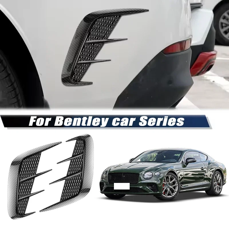 Carbon Fiber Car Fender Trim Car Sticker Shark Gills Simulation Side Intake Body Sticker Accessories For Bentley Car Series