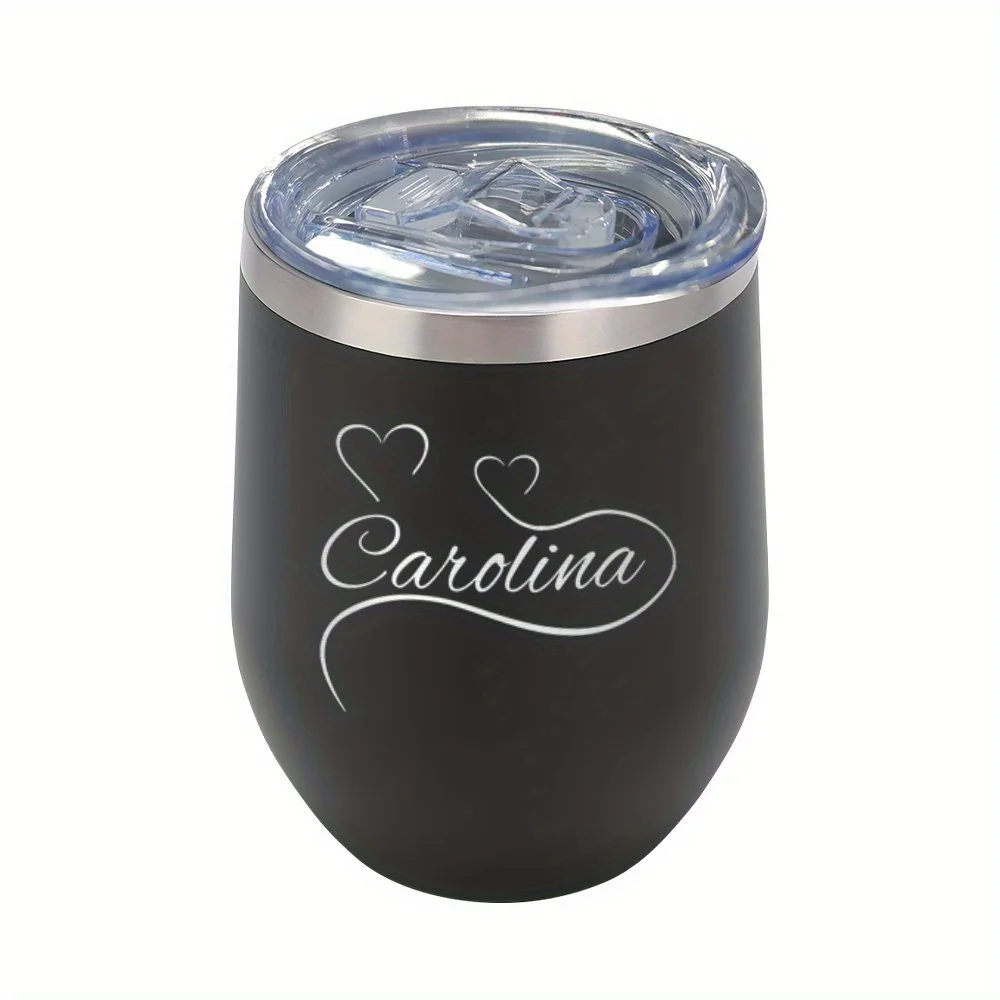 Customized Stainless Steel Wine Tumblers, 12Oz Insulated Wine Tumbler,  Thermos Cups with Lids for Coffee, Wine,Milk,Juice