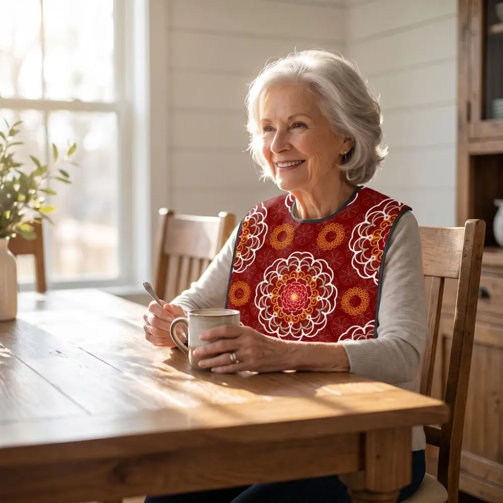Elderly Care Protection Floral print Adult Bibs Soft Waterproof Dining Bibs Washable Reusable Feeding Bibs Elderly Care