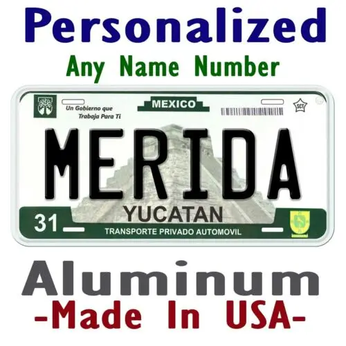 Merida Yucatan México Cualquier nombre Novedad personalizada Placa de matrícula de coche de aluminio