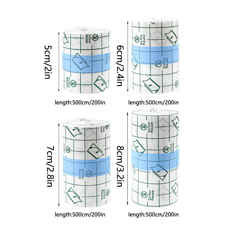 غشاء بولي يوريثلين مقاوم للماء للعناية اللاحقة بالوشم ، الجلد الواقي ، ضمادات الشفاء ، شريط بولي يوريثلين ، ضمادة طبية للجروح ، لاصقة ، 5 أمتار لكل لفة