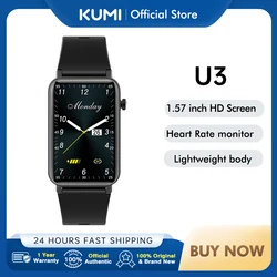 KUMI-reloj inteligente U3, accesorio de pulsera resistente al agua IP68 con control del ritmo cardíaco y del oxígeno en sangre, pantalla de 1,57 pulgadas