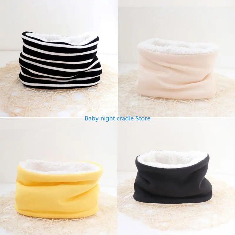 

J2FF Autumn Winter Baby Scarf Solid Color Plush Scarves Neckerchief Children Thick Warm Neck Collar