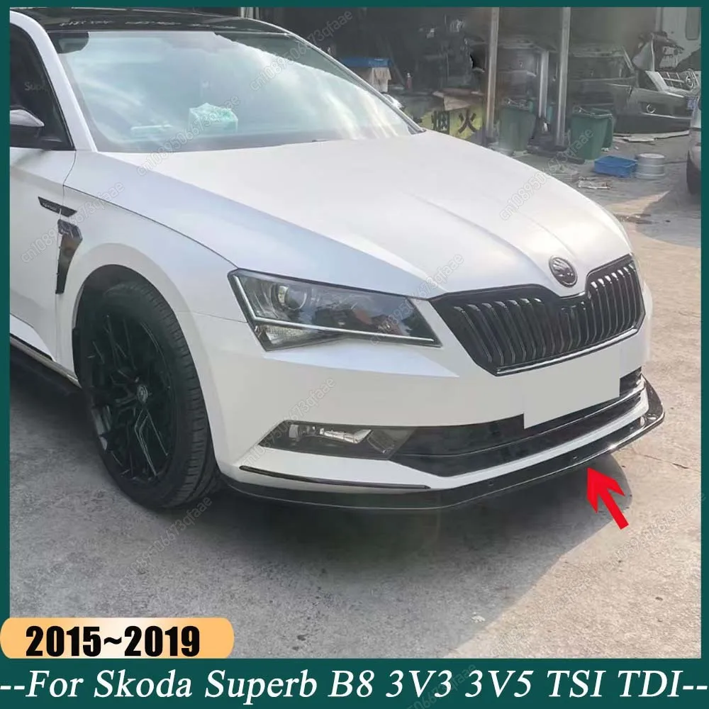 

Car Front Bumper Lip Spoiler Splitter Diffuser Body Kit For Skoda Superb B8 3V3 3V5 TSI TDI 2015-2019 Pre-Lci Gloss Black Tuning