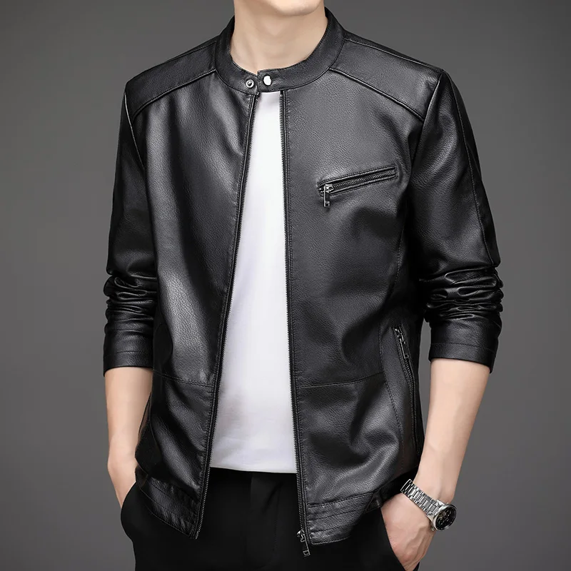 

Новая мужская куртка из мягкой искусственной кожи, повседневная, с воротником-стойкой, универсальная, осенне-зимняя, легкая, деловая, верхняя одежда