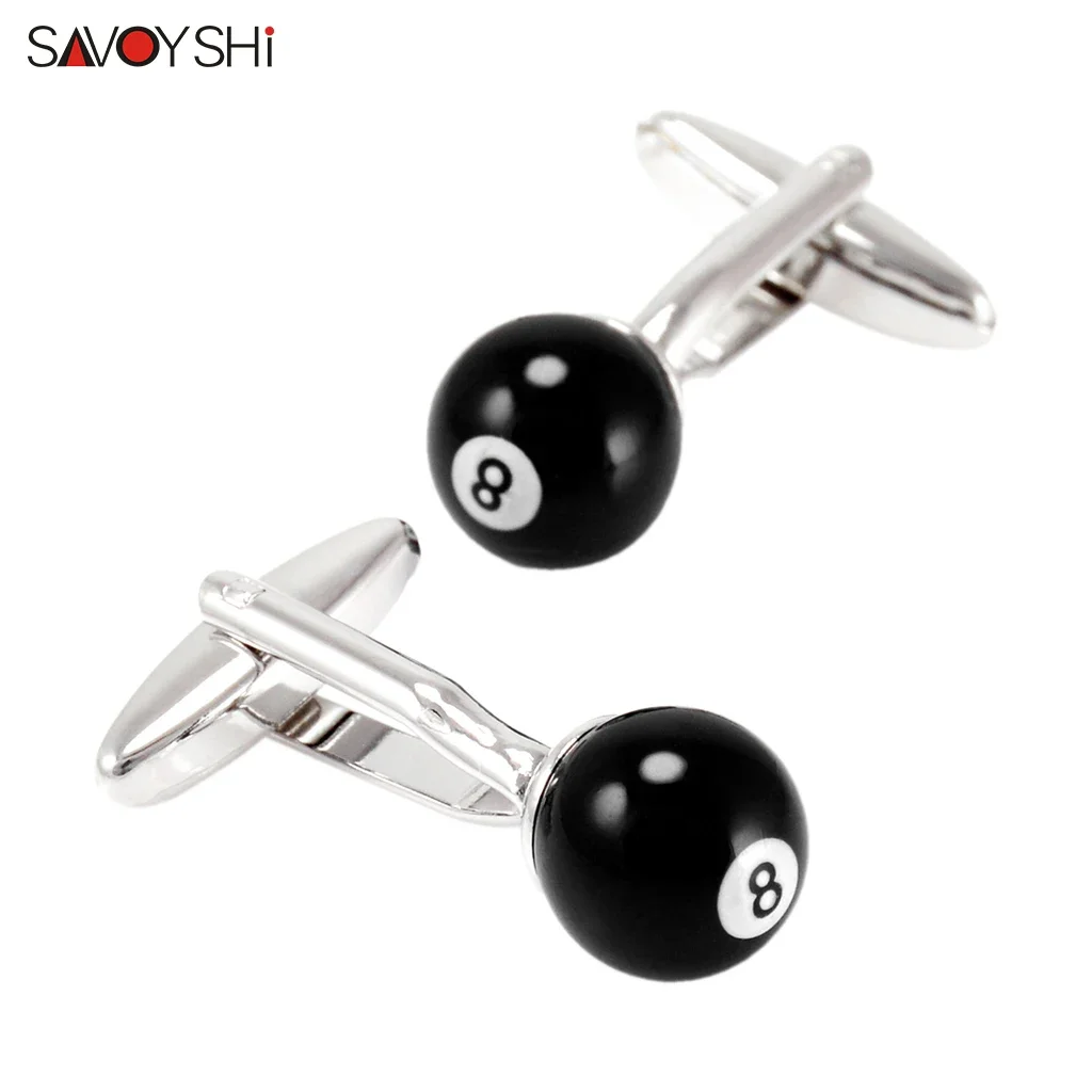 

SAVOYSHI Black 8 Billiards Cufflinks for Mens Shirt Cuffs Accessories Fashion Ball Shape Cuff links Party Wedding Gift