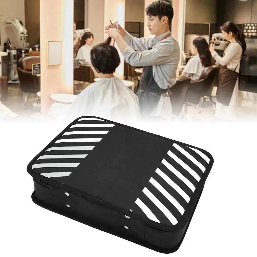 

PU Barber Tool Bag Organized Compartments Spacious Design Hair Cutting Grooming Kit Striped Pattern Durable