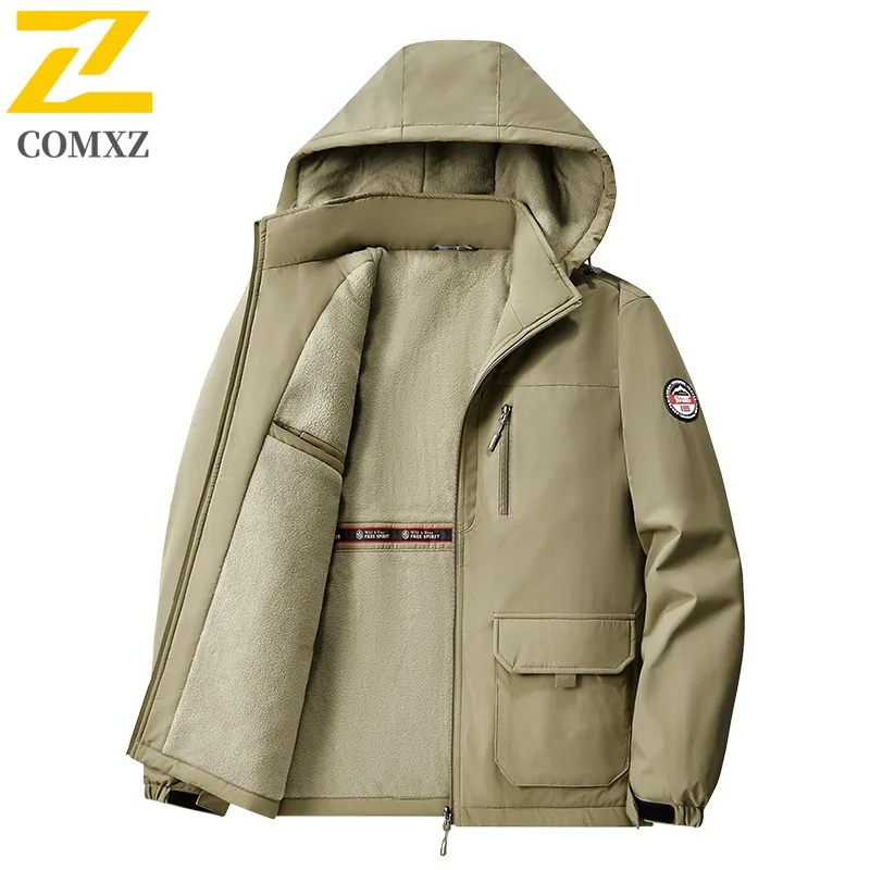 CoMXZ Homens Parker Casaco Clássico Leve Quente Grosso Com Capuz Caminhadas Aventura Esqui Acolchoamento de Inverno Solto Jaquetas Acolchoadas de Algodão