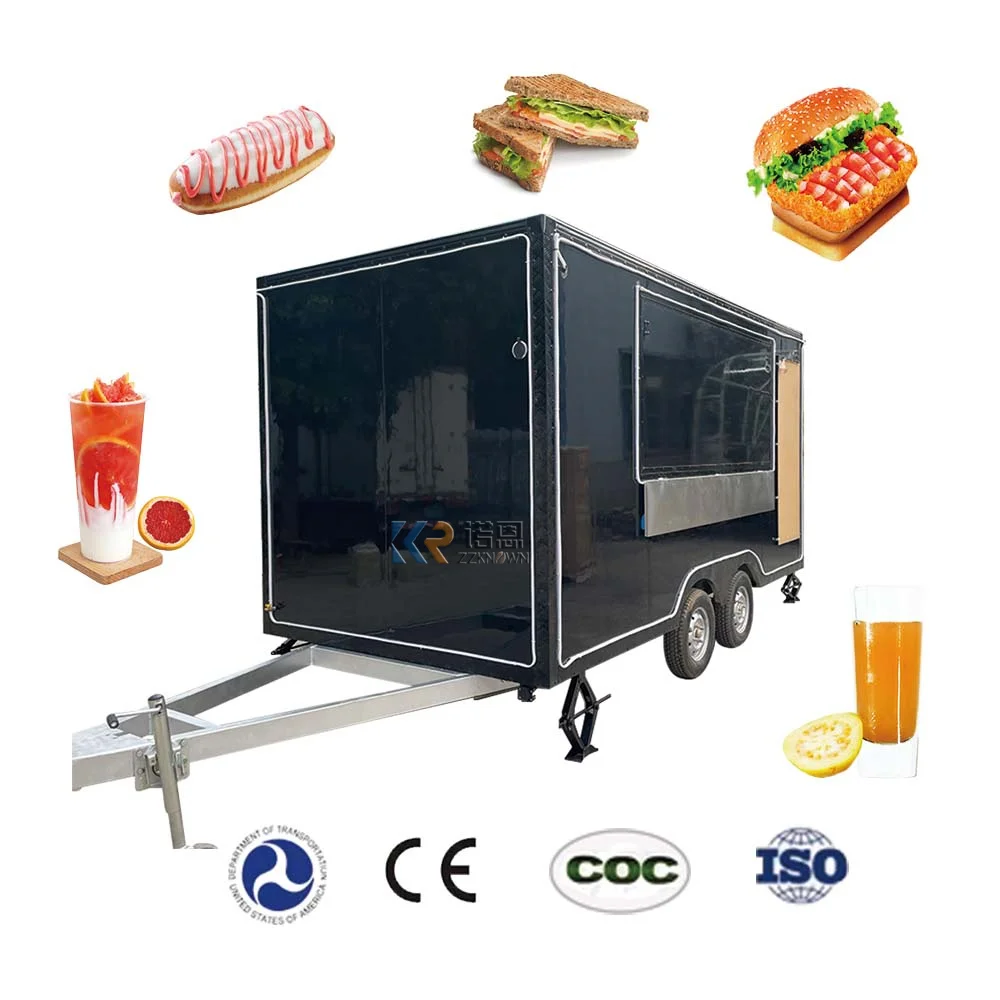 Customized Street Mobile Food Truck Mini Mobile Fast Outdoor Cart Concession Food Trailer Fully Equipped