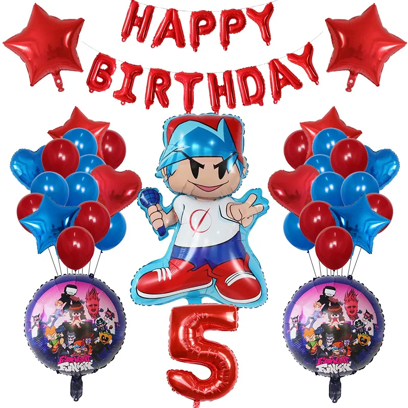 47Pcs Friday Night Birthday Balloon Cartoon Funkin Air Globos Children's Birth Day Party Baby Shower Home Decorations Kids Gifts