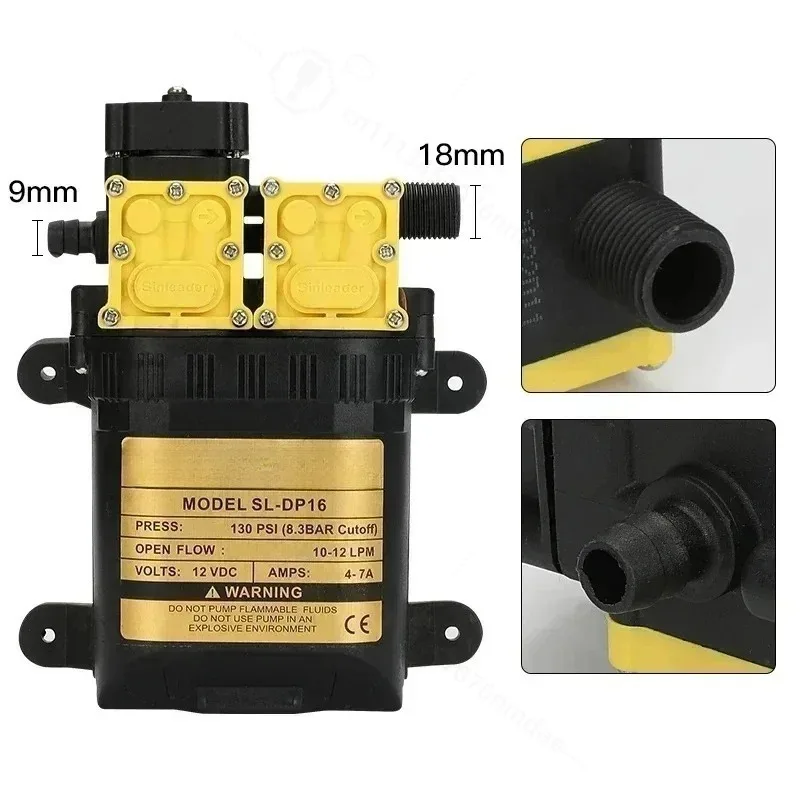 12V 220V 7A 10L/min ( AUTO /Reflux ) High Pressure Agricultural Electric Water Pump Water Sprayer Pumps Dual-Core Power Electric