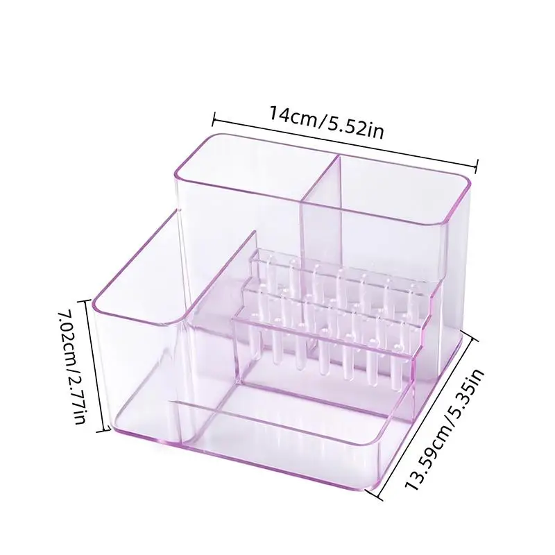 【B】Multi-Compartment Nail Drill Bit Organizer Case, Salon Desktop Manicure Accessory Plastic Nail Art Tool Storage Box - view 6