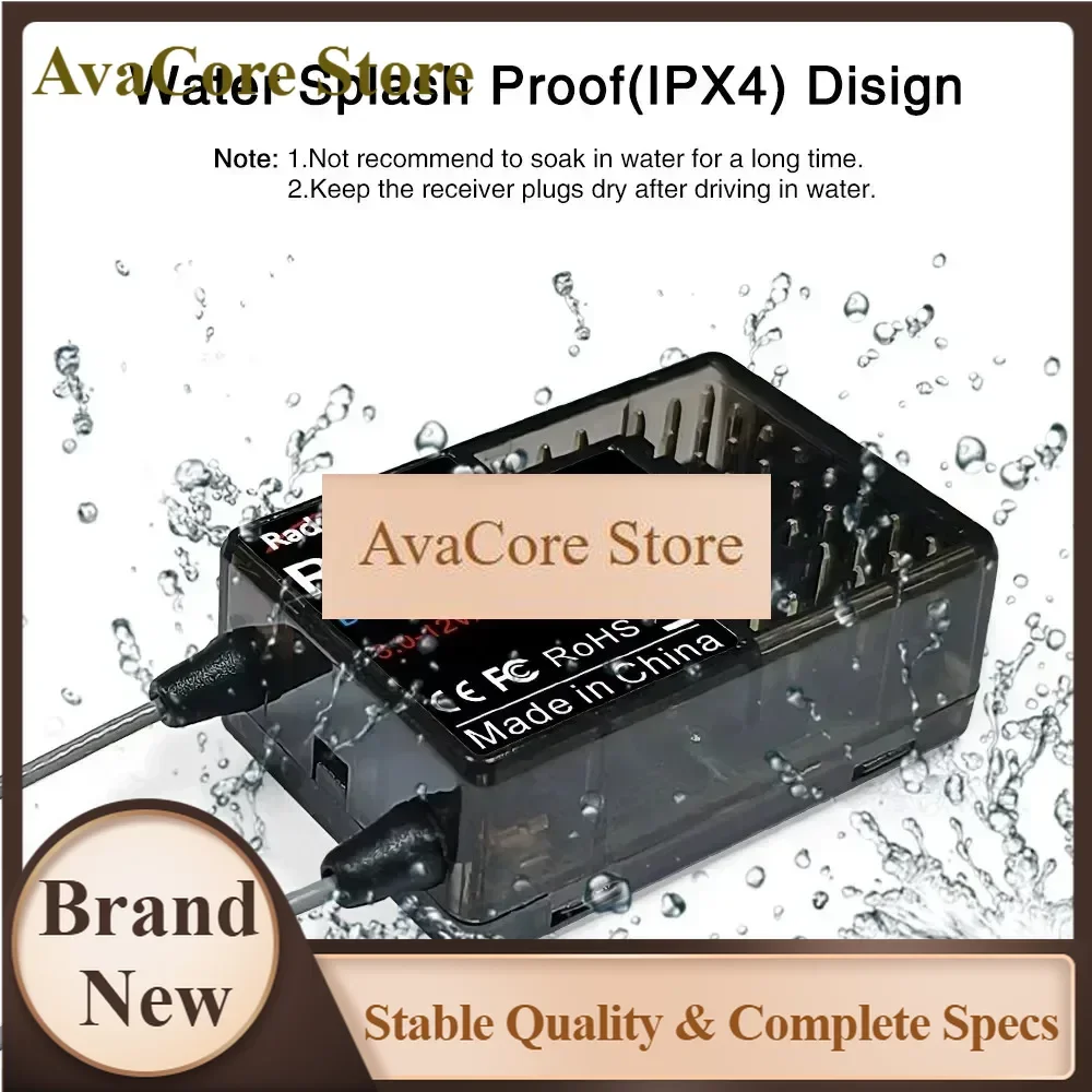AvaCoreRadiolink R8FGH Gyro Receiver – 2.4GHz 8-Channel | Voltage Telemetry | 14S (58.8V) For RC Cars/Boats/Mowers/Robots