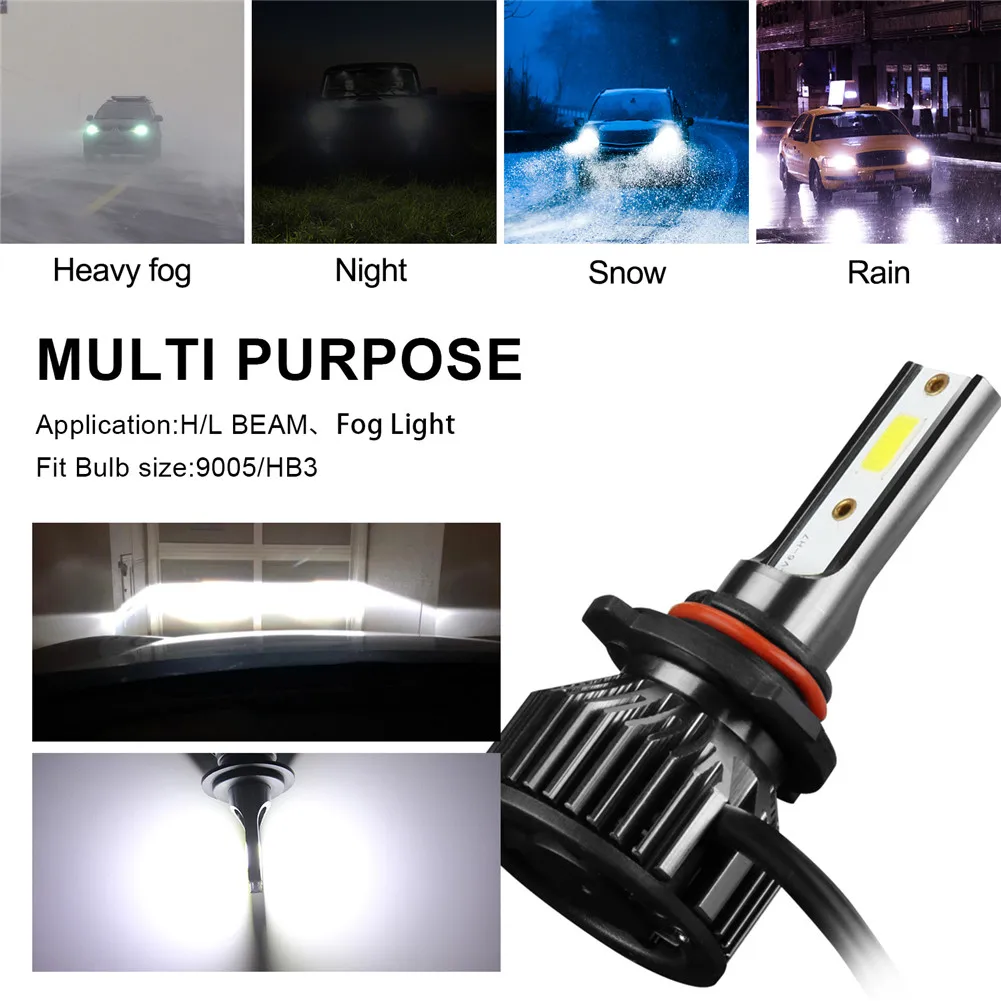 

2Pack 9005 LED Headlight Bulbs 60W 6000Lumens Super Bright Mini COB LED Headlights Fog Light Conversion Kit 6000K Cool White IP6