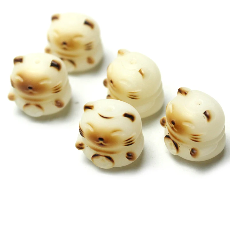 18mm Bodhi White Carved Caicai Cat Loose Beads DIY Jewelry Accessories Making Bracelet Necklace Pendant view 2