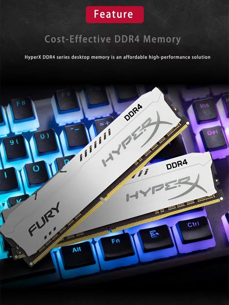 HyperX Fury DDR4 8GB 16GB 32GB 3600MHz 3200MHz 2666MHz 2400MHz 2133MHz Desktop PC Memory For Desktop AMD or INTEL Motherboard view 5