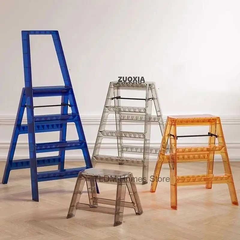 Escaleras de paso compactas plegables, plataformas de plástico portátiles, taburetes multifunción, pasamanos, Escalera ligera, muebles para el hogar