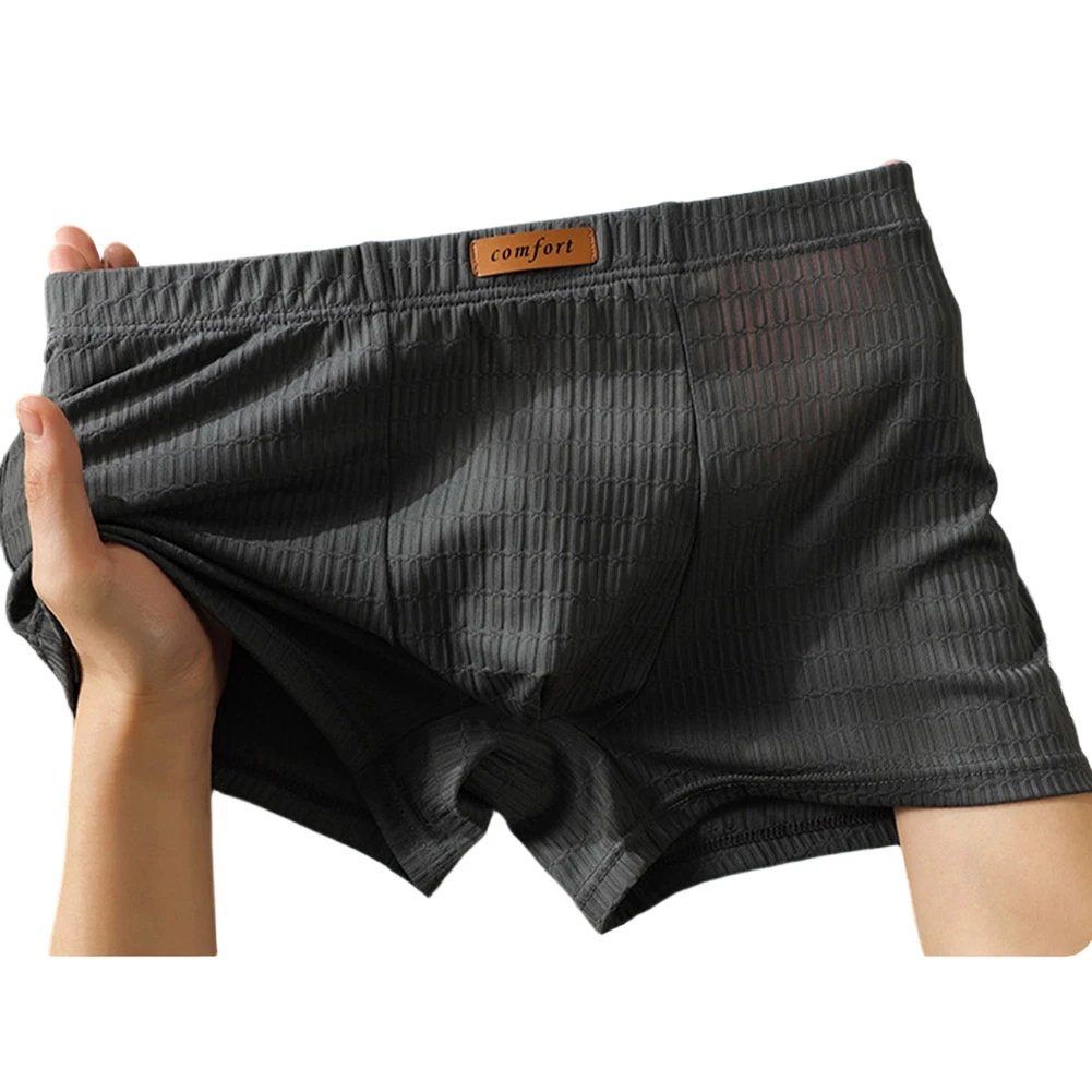 

Men Plaid Mesh Translucent Boxer Shorts Stretch Underwear For Man Soft Solid Color Underpants Panties Calcinha Men's Clothing