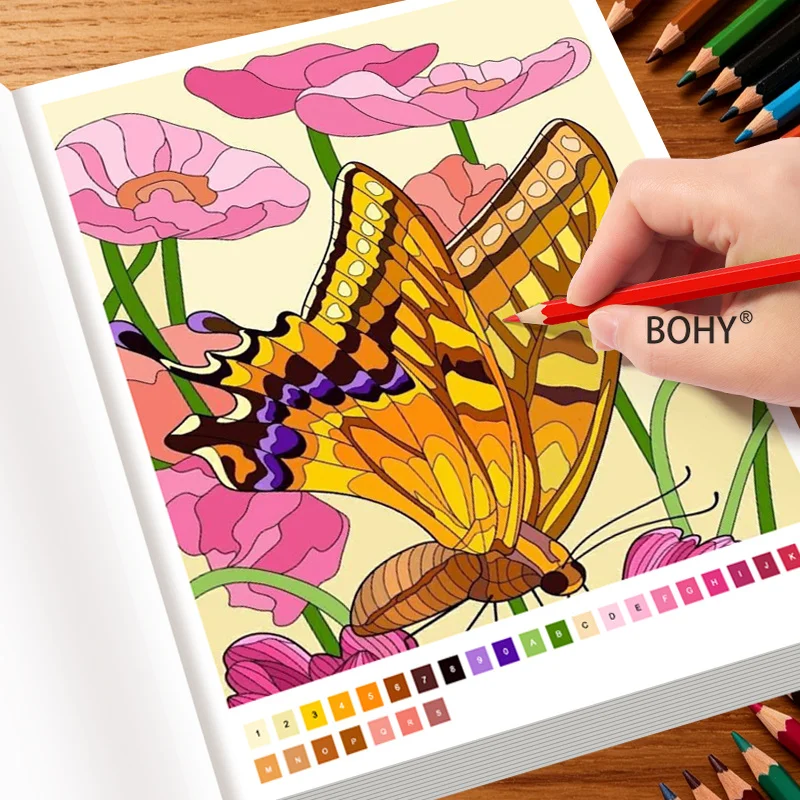 A Digital Coloring Drawing Book with 32 Pages, Themes with Flower Clusters/butterflies/forest Toucans/reindeer/glass Wind Lilies
