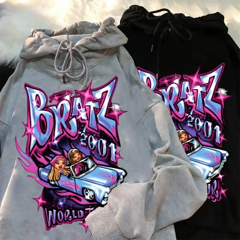 Bratz Letter Sweatshirt Women's Casual Hoodie Autumn And Winter Men's And Women's Pure Cotton Hoodie Outdoor Fashion Coat