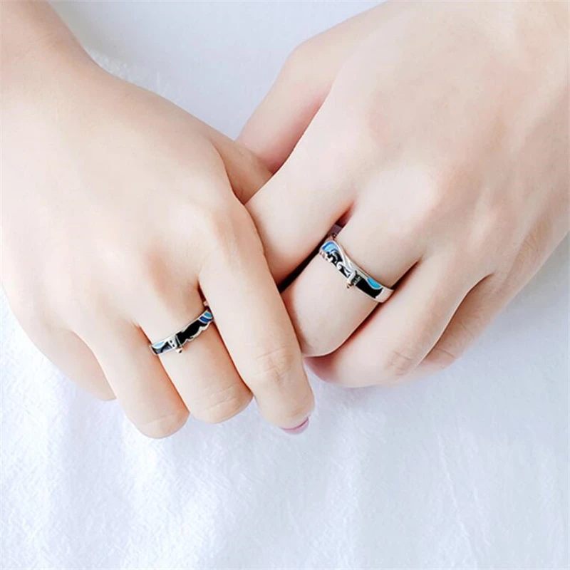 Sole Memory Watch Lighthouse Seagull Spray Silver Color Resizable Opening Ring For Women Luxury Jewelry SRI523