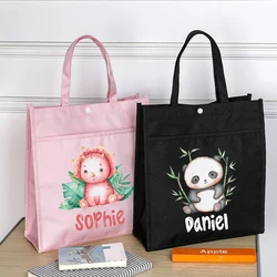 Animal personalizado con nombre, bolsas de mano para biblioteca para niños, bolsa bonita para libros de lectura en casa, mochila escolar para niños, regalos de cumpleaños para niños