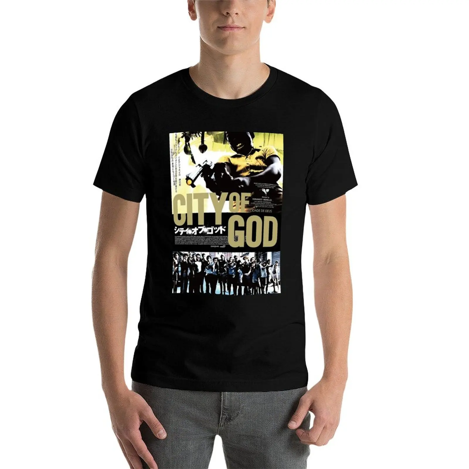 مدينة الله اليابانية فيلم تي شيرت تي شيرت للرجل حزمة الأبيض الجرافيك تي شيرت للرجل تي شيرت القطن 100% تي شيرت