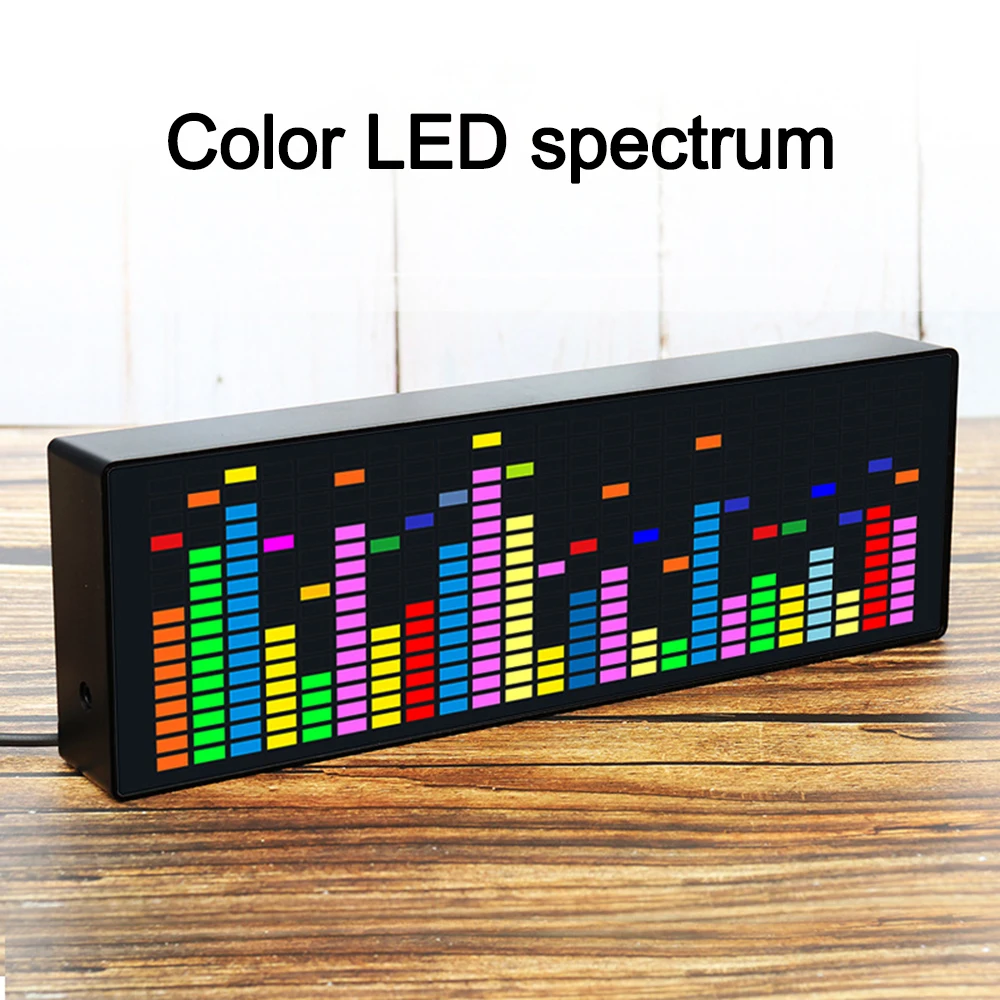 LED Music Spectrum Rhythm Display RGB Light Electronic Clock Voice Activated Car Central VU LED Audio Level Indicator Meter Lamp