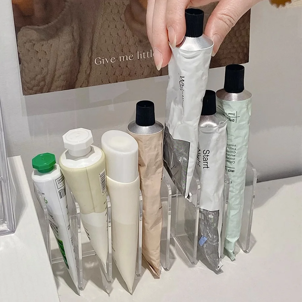 Multi-Functional 7-Slot Makeup Holder Office Dressing Desktop Hand Cream Organizer Transparent Cosmetic Storage Sorting Box