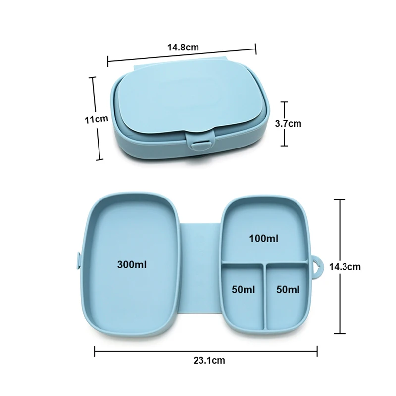 Food Grade Silicone Baby Lunch Box Leak-Proof Toddler Divided Food Container with Lid Bento Box Children Safe Tableware BPA Free